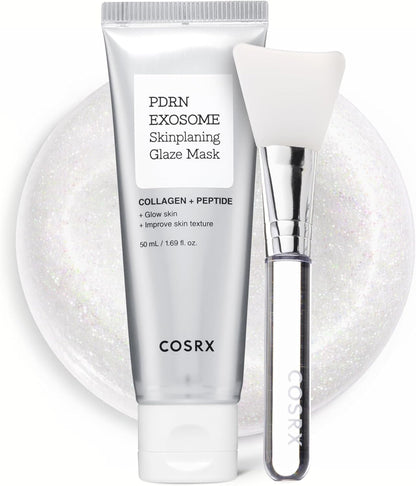 PDRN Exosome Skinplaning Glaze Mask 50Ml (Brush Included) | Peel off Face Mask for Glass Skin, Gentle Exfoliation, Overnight Wrapping Treatment, Korean Skincare