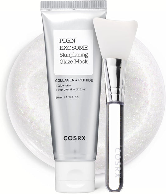 PDRN Exosome Skinplaning Glaze Mask 50Ml (Brush Included) | Peel off Face Mask for Glass Skin, Gentle Exfoliation, Overnight Wrapping Treatment, Korean Skincare