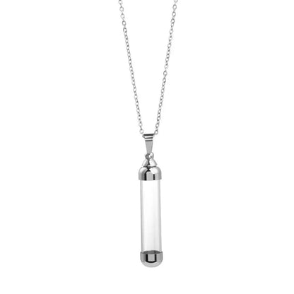 Clear Glass Vial Necklace Openable Screw Cap for Ash Sand Steel Chain Wishing Bottle Pendant Perfume Jars Necklace Lucky Charm