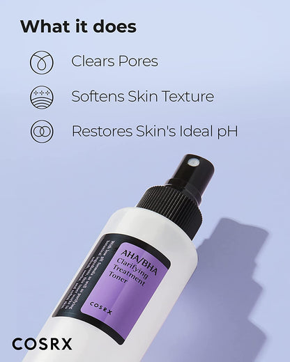 AHA/BHA Treatment Toner Facial Exfoliating Spray with Glycolic Acid, Blemish Control and Oil Balancing Korean Toner, Gentle Exfoliation and Minimizing Whiteheads and Pores Korean Skincare 150Ml | Facial Exfoliating Mist for Uneven Skin Texture, Mild Daily Formula, Glow, Clarity Care, Korean Skin Care