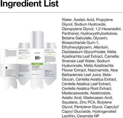 Azelaic Acid 10 Hyaluron Redness Soothing Serum, Facial Serum for Blemish-Prone & Oily-Prone Skin, Lightweight & Hydrating Blemish Care, Hyaluronic Acid, Korean Skincare, 30Ml