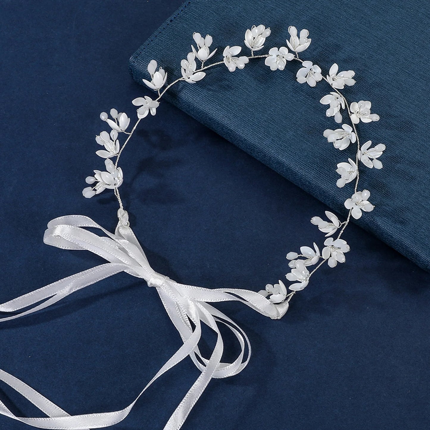 Pearl Flower Headband Tiaras Crowns Girls Silver Gold Color Leaf Headpiece Bridal Hair Jewelry Elegant Wedding Hair Accessories