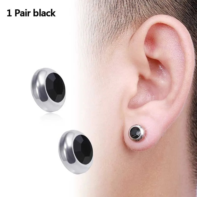 1Pair Magnetic Slimming Magnet Earring for Women Men Weight Loss Rhinestone Stainless Steel Ear Studs Health Non Pierced Jewelry