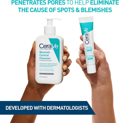 Cerave Blemish Control Gel Moisturiser with 2% Salicylic Acid, Niacinamide, & 3 Essential Ceramides, Blemish-Prone Skin, Dermatologist Developed, 40Ml