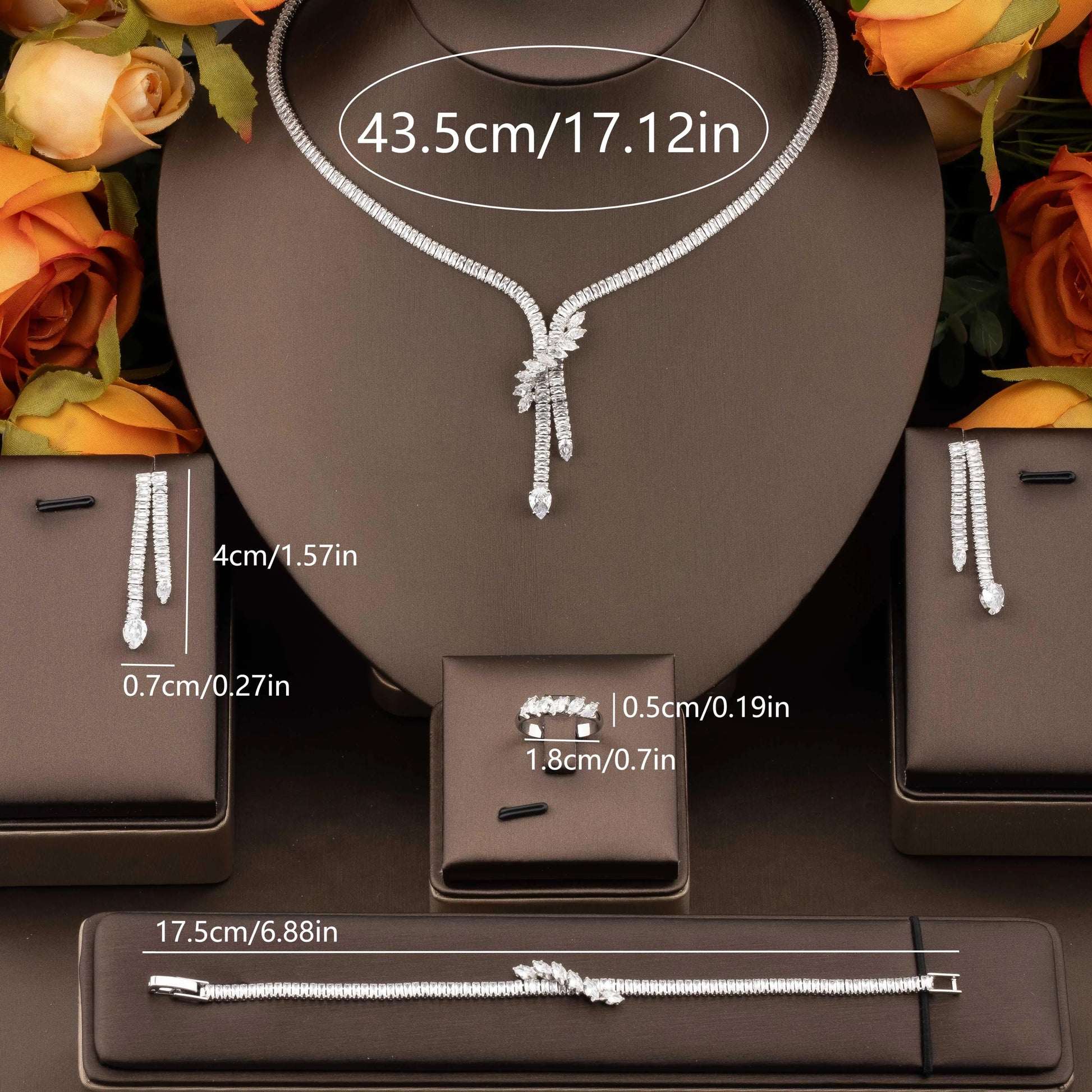 1 Set of High-Quality Luxurious and Elegant Cubic Zirconia Vine Design Jewelry Set Suitable for Women to Wear at Weddings and Banquets. Gift Box Not Included