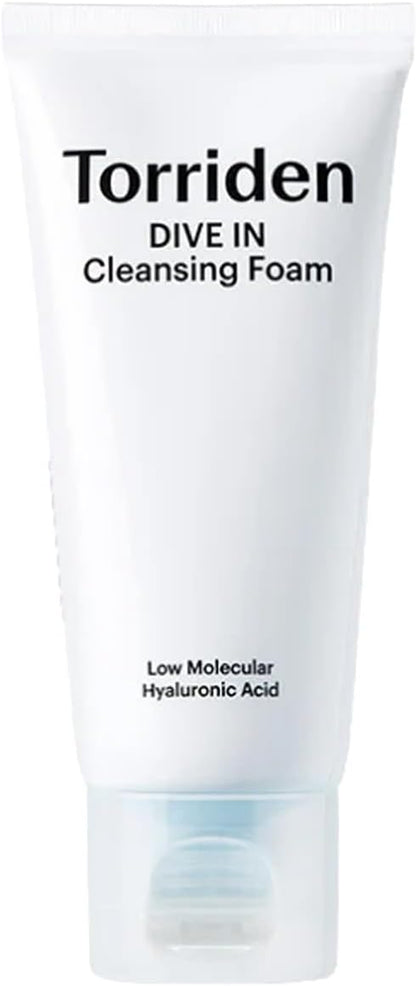 DIVE-IN Low Molecular Hyaluronic Acid Cleansing Foam - Mini (30Ml) | Balancing & Moisturising | 8-Layered Hyaluronic Acid, Malachite Extract | Korean Foam Cleanser, Korean Skincare