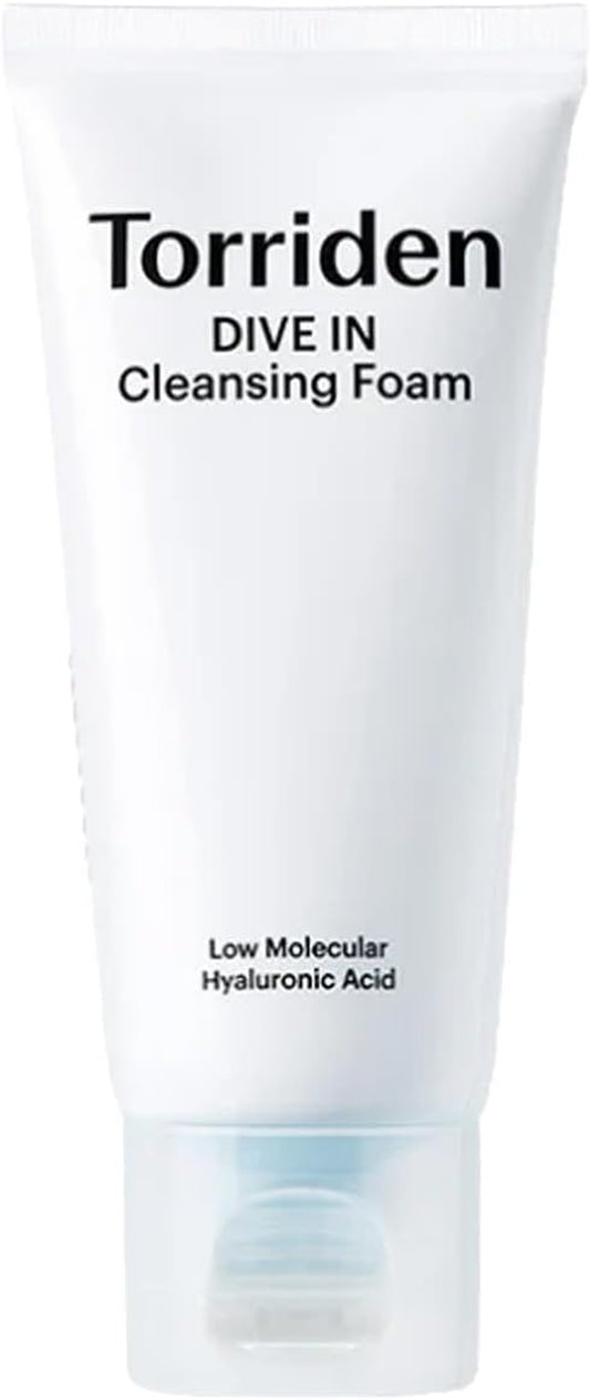 DIVE-IN Low Molecular Hyaluronic Acid Cleansing Foam - Mini (30Ml) | Balancing & Moisturising | 8-Layered Hyaluronic Acid, Malachite Extract | Korean Foam Cleanser, Korean Skincare