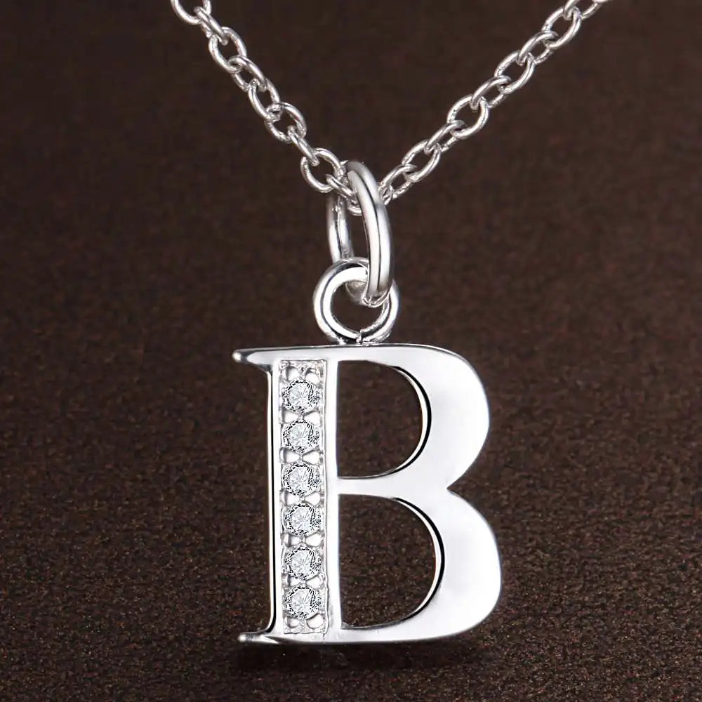 925 Sterling Silver 26 Letters Necklace Pendant for Women Wedding Engagement Jewelry Fashion Classics Gift Party High Quality