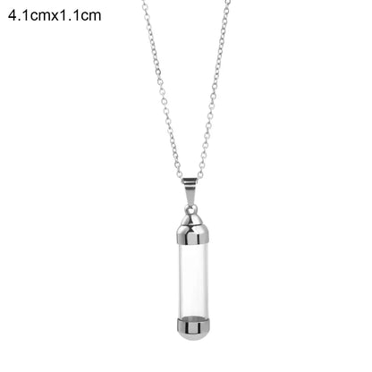 Clear Glass Vial Necklace Openable Screw Cap for Ash Sand Steel Chain Wishing Bottle Pendant Perfume Jars Necklace Lucky Charm