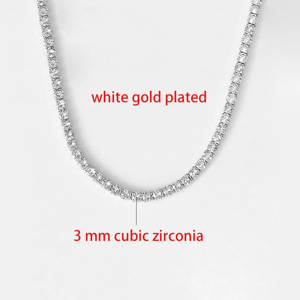 Tennis Choker Necklaces Women Hiphop Iced Out AAA+ Cubic Zirconia Gold Color Crystal Chain Female Jewelry on the Neck OHN099
