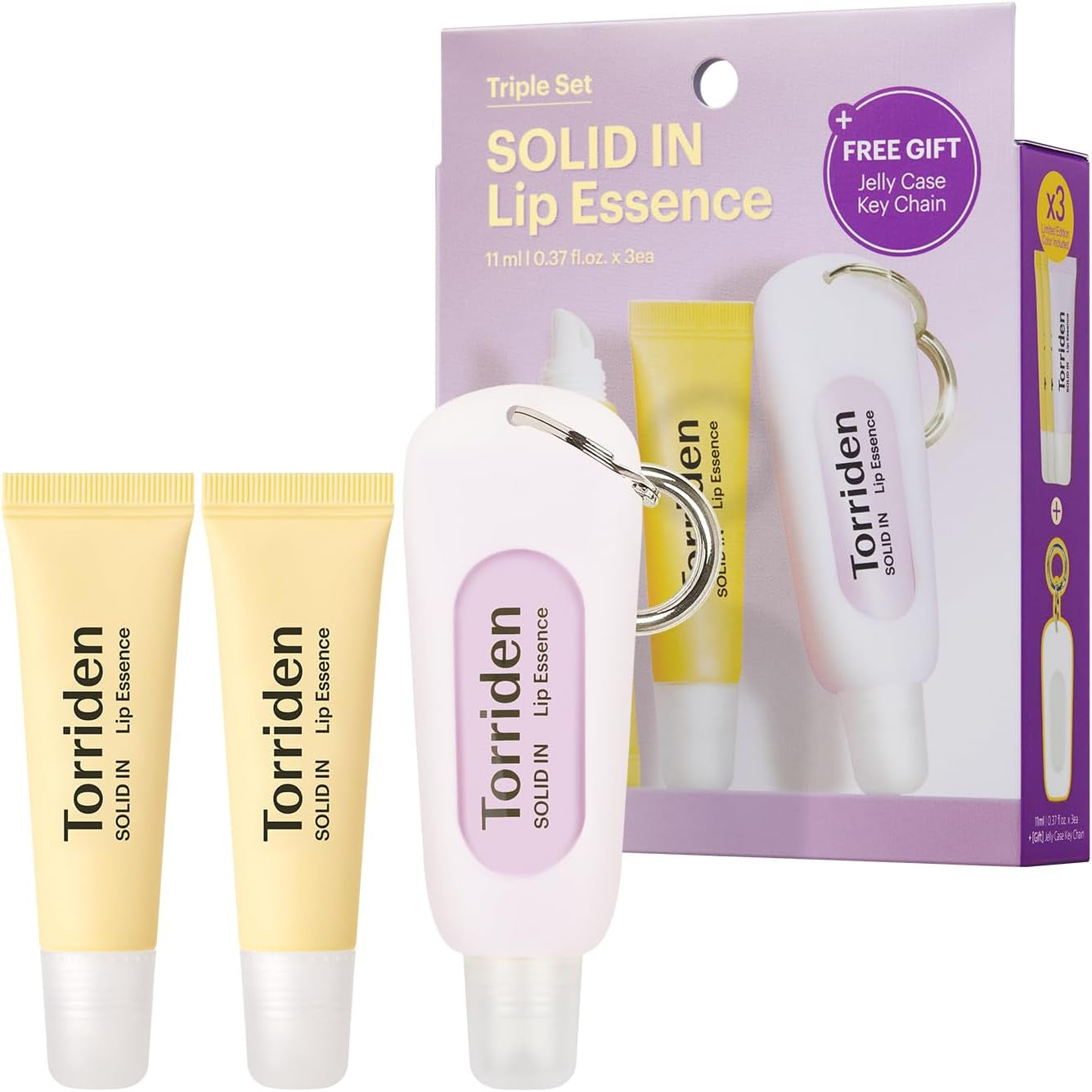 SOLID in Ceramide Lip Essence 11Ml X 3 (Pack of 3) + Jelly Case Key Chain | Moisturizing Lip Essence for Glowy, Plumped, and Radiant Lip | Korean Lip Balm
