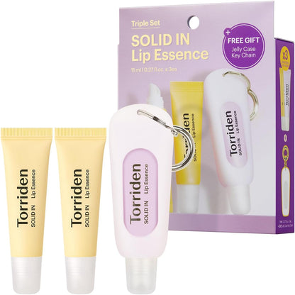 SOLID in Ceramide Lip Essence 11Ml X 3 (Pack of 3) + Jelly Case Key Chain | Moisturizing Lip Essence for Glowy, Plumped, and Radiant Lip | Korean Lip Balm