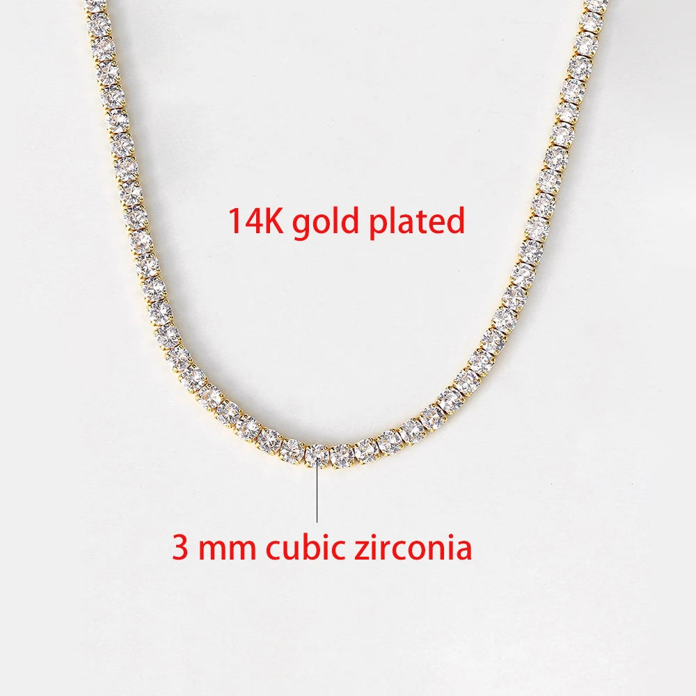 Tennis Choker Necklaces Women Hiphop Iced Out AAA+ Cubic Zirconia Gold Color Crystal Chain Female Jewelry on the Neck OHN099