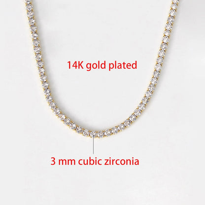 Tennis Choker Necklaces Women Hiphop Iced Out AAA+ Cubic Zirconia Gold Color Crystal Chain Female Jewelry on the Neck OHN099