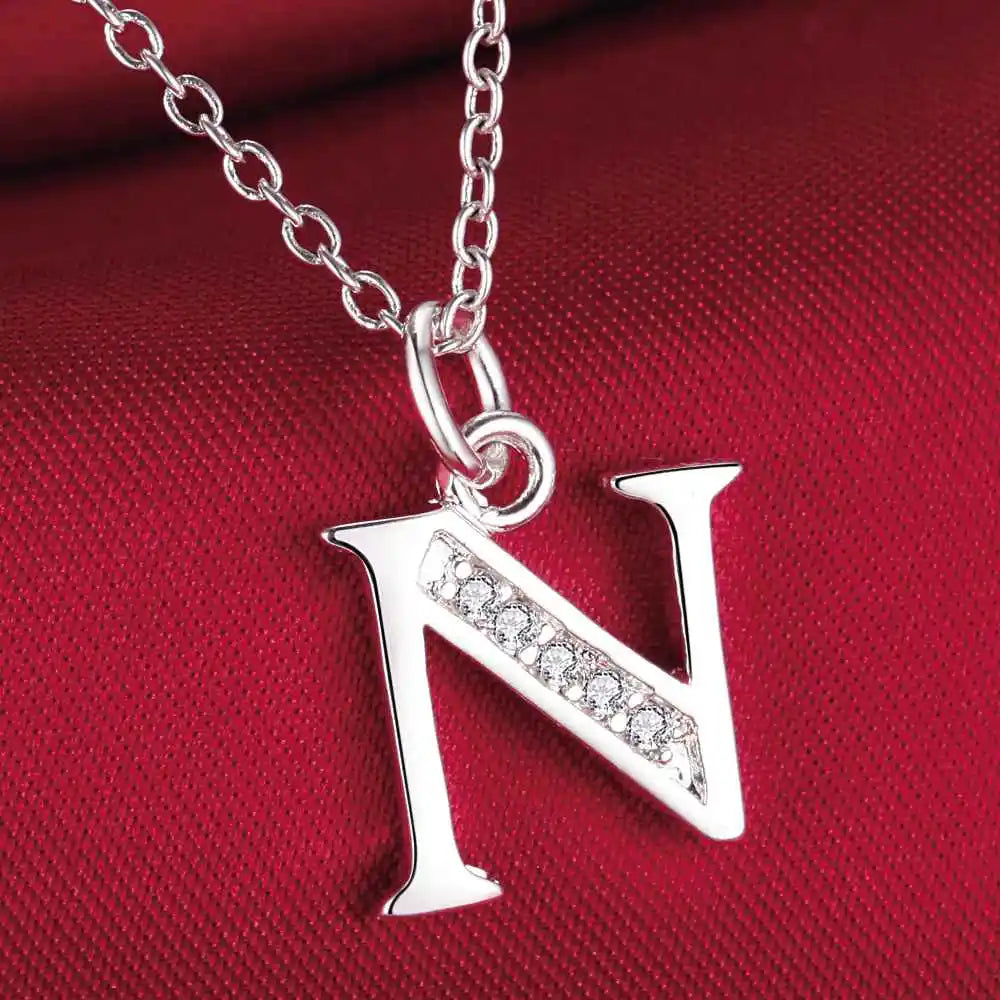 925 Sterling Silver 26 Letters Necklace Pendant for Women Wedding Engagement Jewelry Fashion Classics Gift Party High Quality