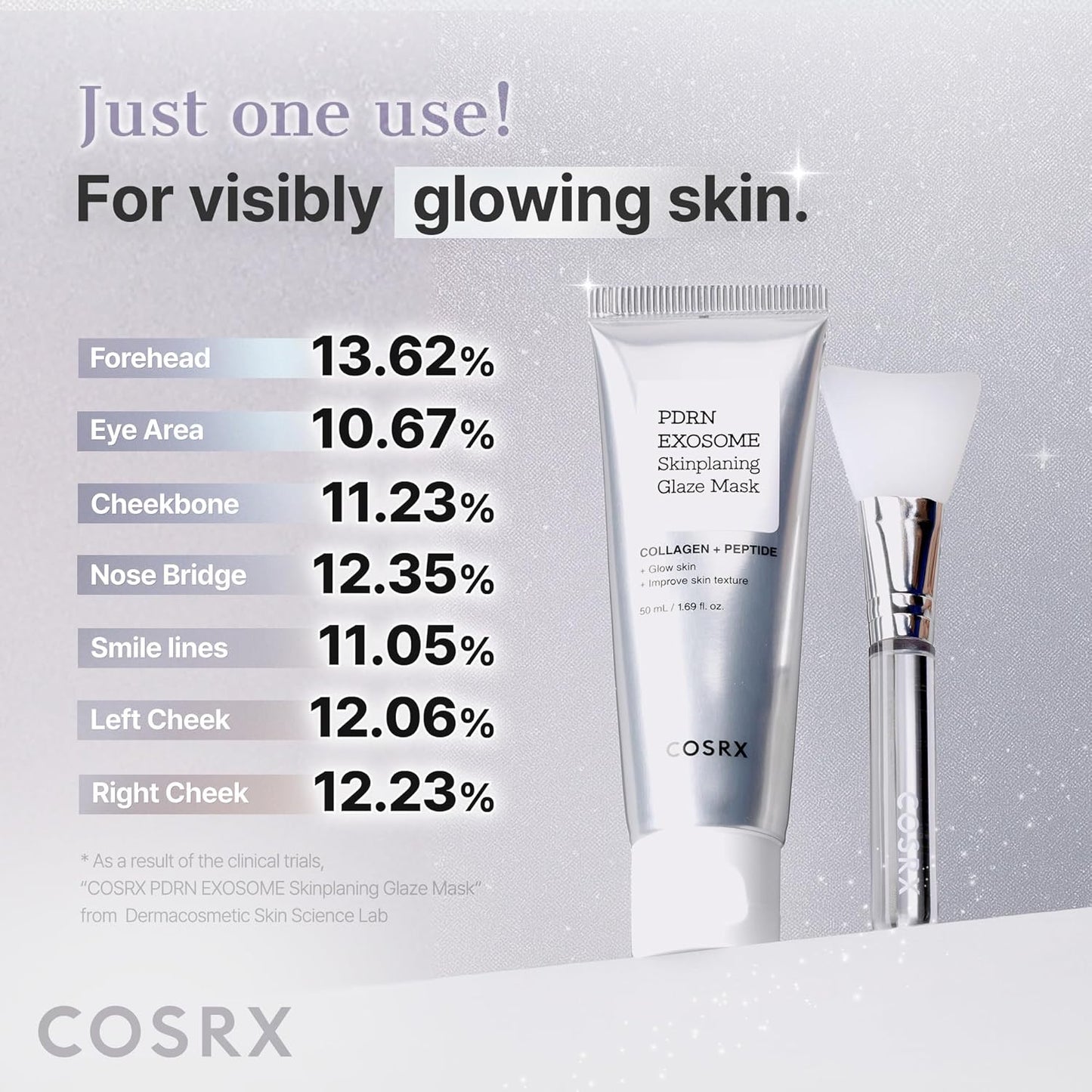 PDRN Exosome Skinplaning Glaze Mask 50Ml (Brush Included) | Peel off Face Mask for Glass Skin, Gentle Exfoliation, Overnight Wrapping Treatment, Korean Skincare