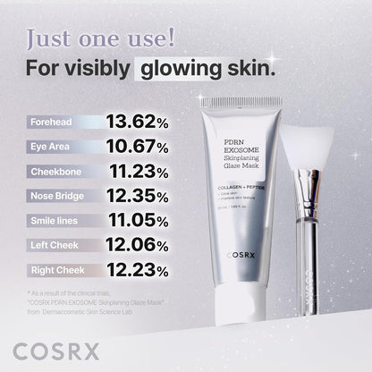 PDRN Exosome Skinplaning Glaze Mask 50Ml (Brush Included) | Peel off Face Mask for Glass Skin, Gentle Exfoliation, Overnight Wrapping Treatment, Korean Skincare