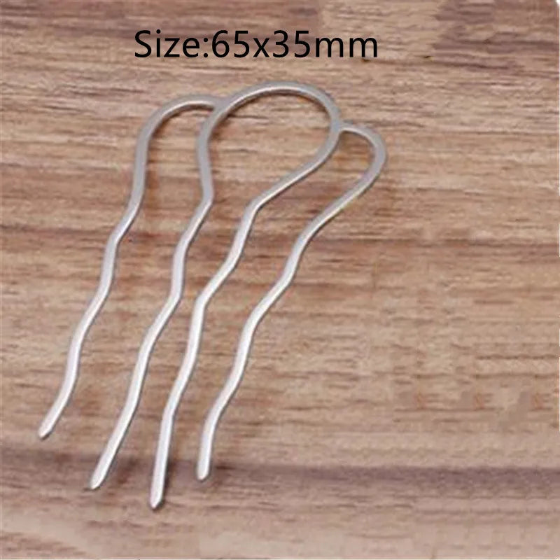 5Pcs 4 Teeth Metal Hair Fork Clip Stick Comb Gums for Women Chinese Bridal Barrettes Accessories Decoration Jewellery Making