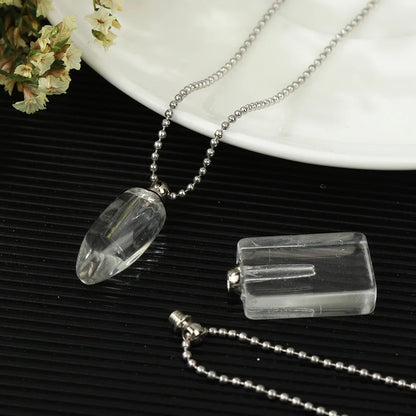 Clear Glass Vial Necklace Openable Screw Cap for Ash Sand Steel Chain Wishing Bottle Pendant Perfume Jars Necklace Lucky Charm