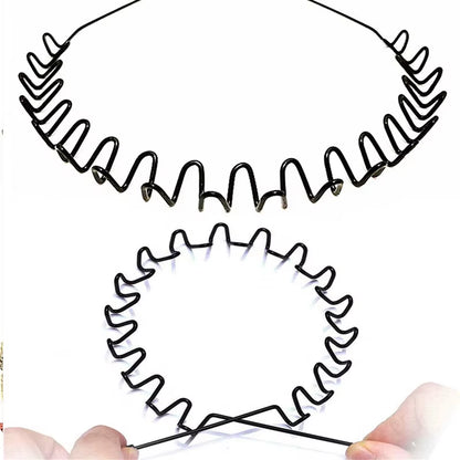 Unisex Black Elastic Non Slip Simple Metal Headbands for Men Women Wavy Hairband Spring Hair Hoop Fashion Hair Accessories