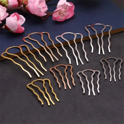 5Pcs 4 Teeth Metal Hair Fork Clip Stick Comb Gums for Women Chinese Bridal Barrettes Accessories Decoration Jewellery Making