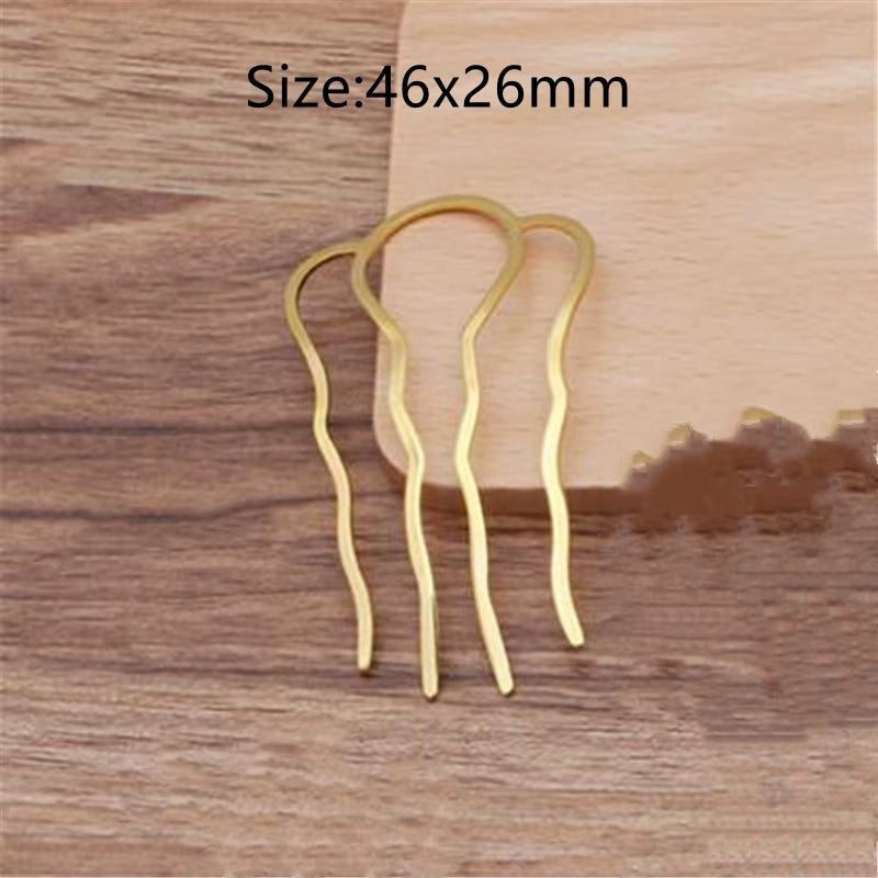 5Pcs 4 Teeth Metal Hair Fork Clip Stick Comb Gums for Women Chinese Bridal Barrettes Accessories Decoration Jewellery Making