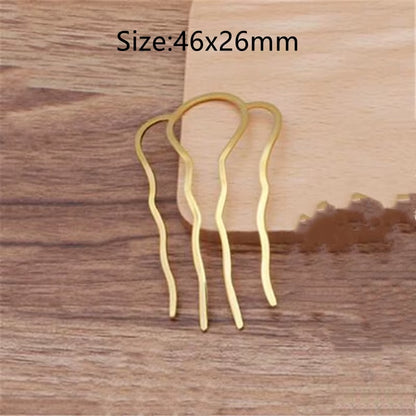 5Pcs 4 Teeth Metal Hair Fork Clip Stick Comb Gums for Women Chinese Bridal Barrettes Accessories Decoration Jewellery Making
