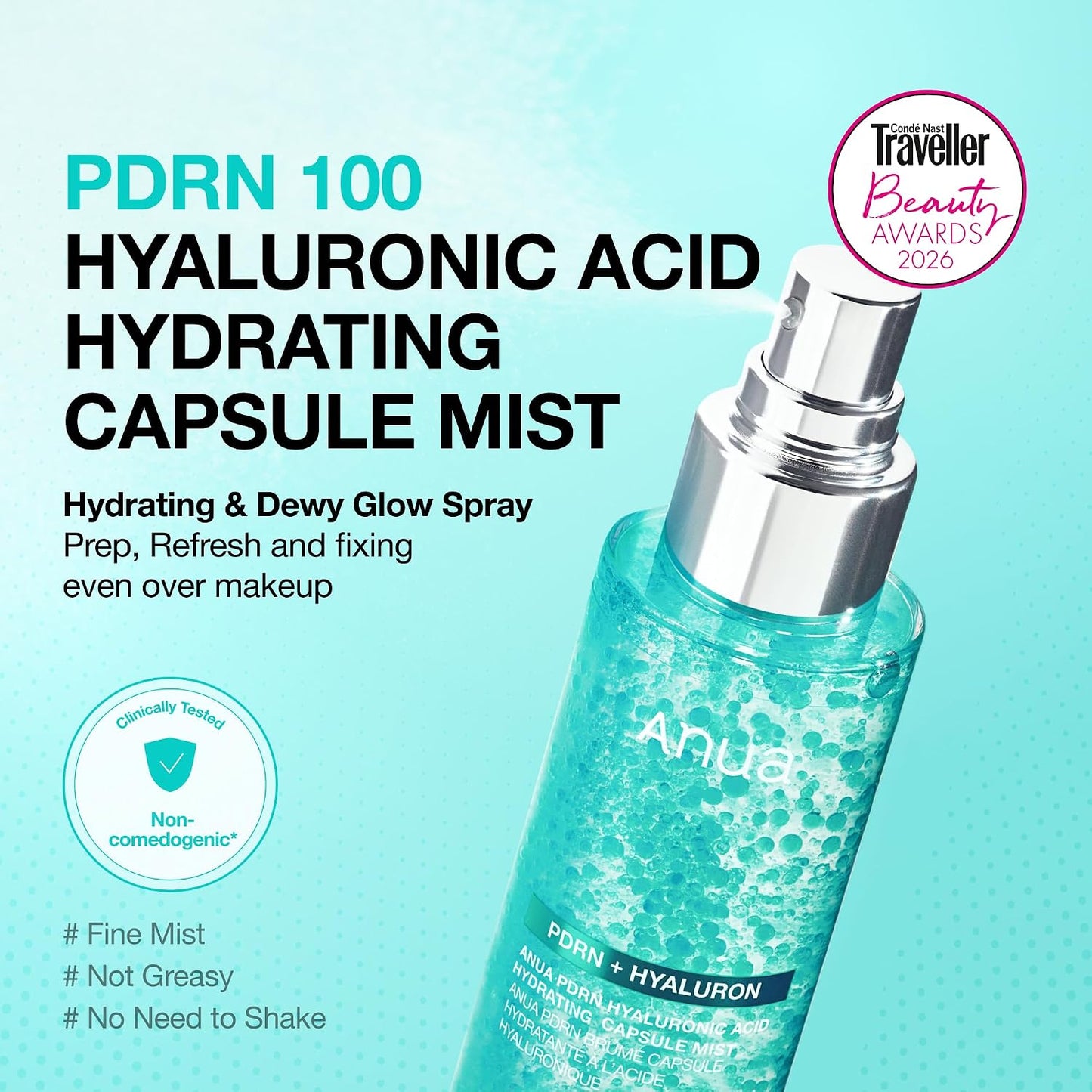 PDRN Collagen Glow Facial Serum Spray, Hydrating Face Mist, Hyaluronic Acid, Dewy Glass Finish, All Skin Types, Instant Plumping Hydration, Firming Care, Korean Skincare, 100Ml