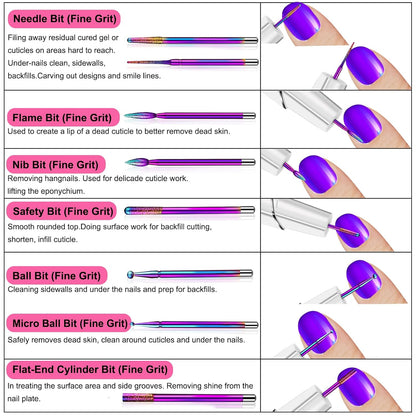 25Pcs Nail Drill Bits Set with Rhinestone Storage Box