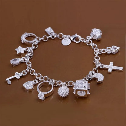 925 Sterling Silver Hot Sale Valentine Gift Charm Color Jewelry Fashion Bracelets Cute Women Lady Wedding Charms