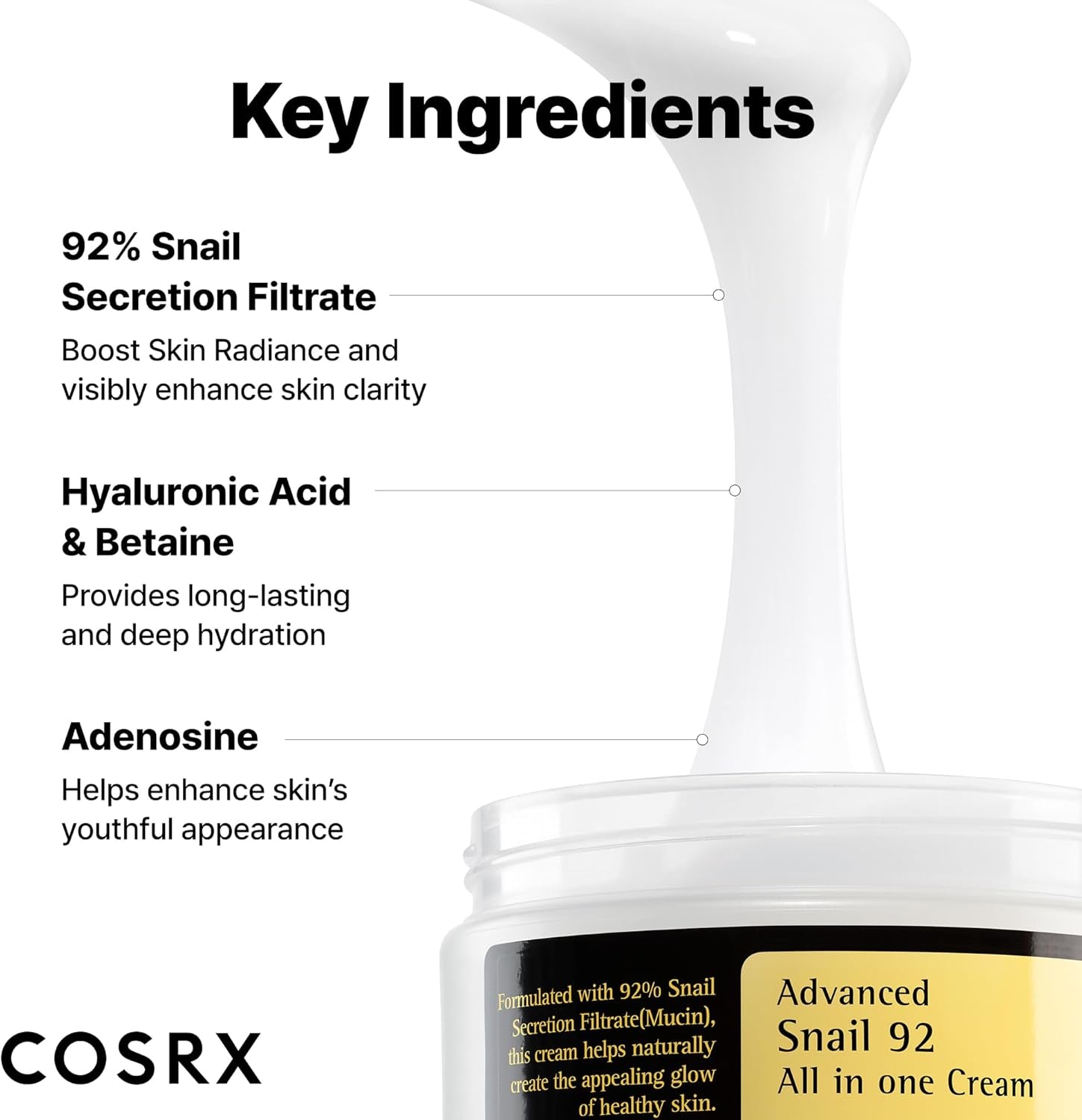 Advanced Snail 92 All in One Cream 100G, Facial Gel Moisturiser | for Dry, Sensitive and anti Ageing Skin, Daily Soothing Hydrating Moisturising Cream, Korean Skincare