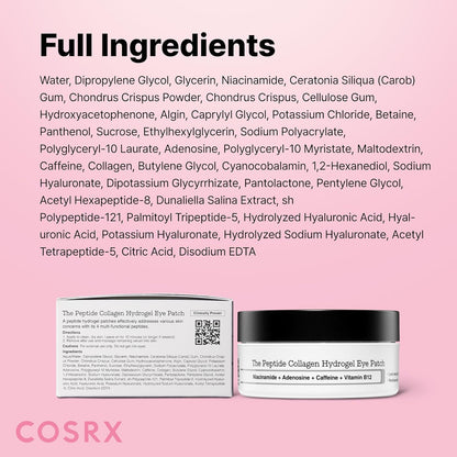 Pink Peptide Collagen Hydrogel Eye Patches 60Pcs | under Eye Patches for Puffy Eyes, Dark Circles & Fine Lines, Firming & Colling Eye Masks for Eye Bags, Korean Skincare