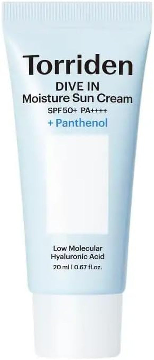 Dive in Moisture Hyaluronic Sun Cream SPF 50+ PA++++ - Mini 20Ml, 2.02 Fl. Oz. - Hydrating Sun Protection with Low Molecular Hyaluronic Acid for Sensitive Skin