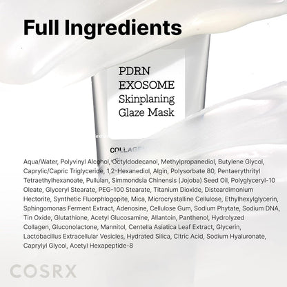 PDRN Exosome Skinplaning Glaze Mask 50Ml (Brush Included) | Peel off Face Mask for Glass Skin, Gentle Exfoliation, Overnight Wrapping Treatment, Korean Skincare
