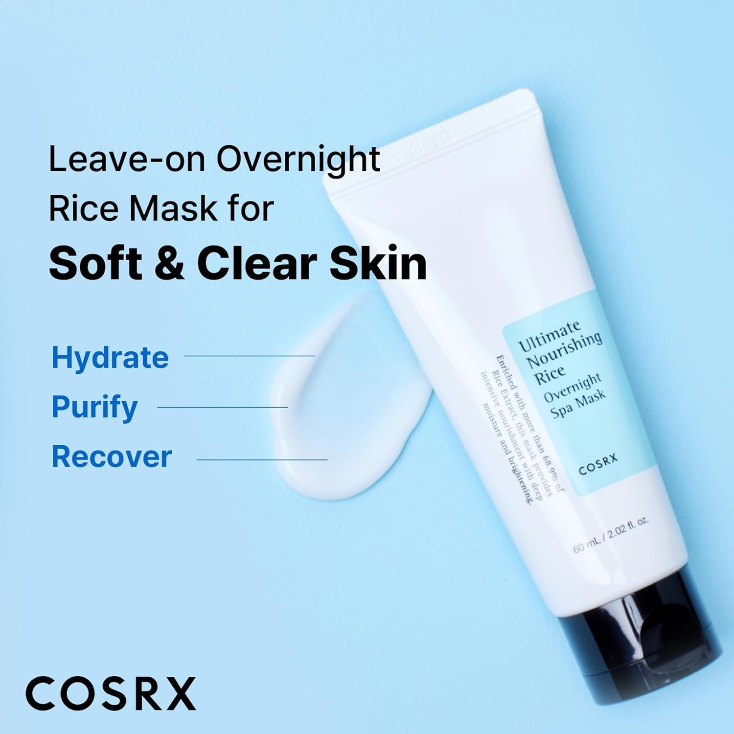 Ultimate Nourishing Rice Overnight Spa Mask, 60Ml | Facial Moisturizer with Rice Extract and Niacinamide | Leave-On Face Mask | Korean Skincare