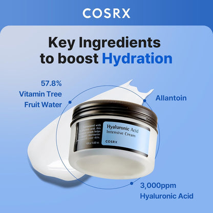 Hyaluronic Acid Moisturizing Cream, 100G, Long-Lasting Hydration, Rich Moisturizer for Sensitive Skin, Korean Skin Care, Animal Testing Free, Parabens Free