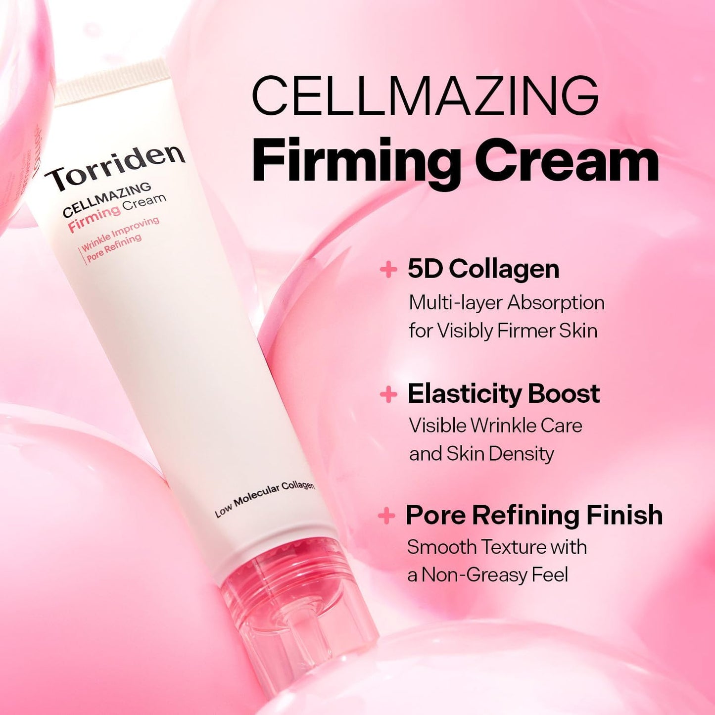 CELLMAZING Low Molecular Collagen Firming Cream, 2.02 Fl.Oz | 5D Collagen Complex | Minimize Pores & Wrinkles | Intense Hydration, Non-Greasy, Firming Finish | Cruelty Free