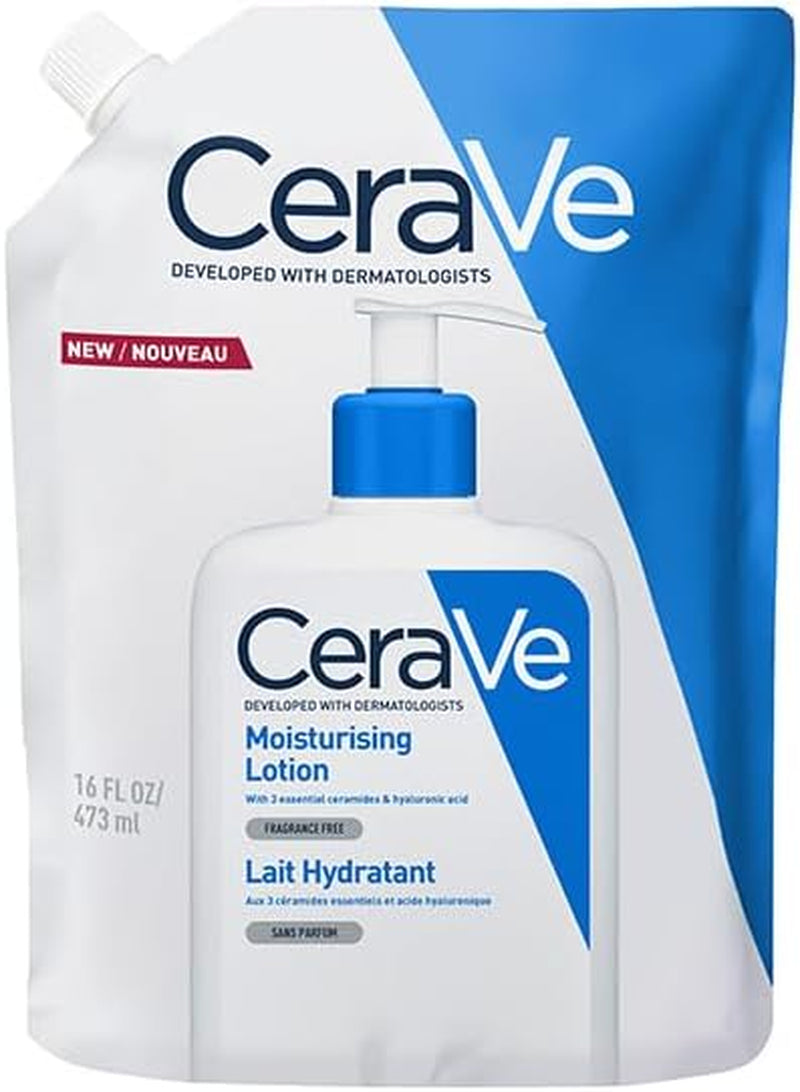 Cerave Moisturising Lotion Refill for Dry to Very Dry Skin, 473Ml | Lighweight Daily Hydrating Face & Body Moisturiser with Hyaluronic Acid, Ceramides, MVE Technology. Fragrance-Free.