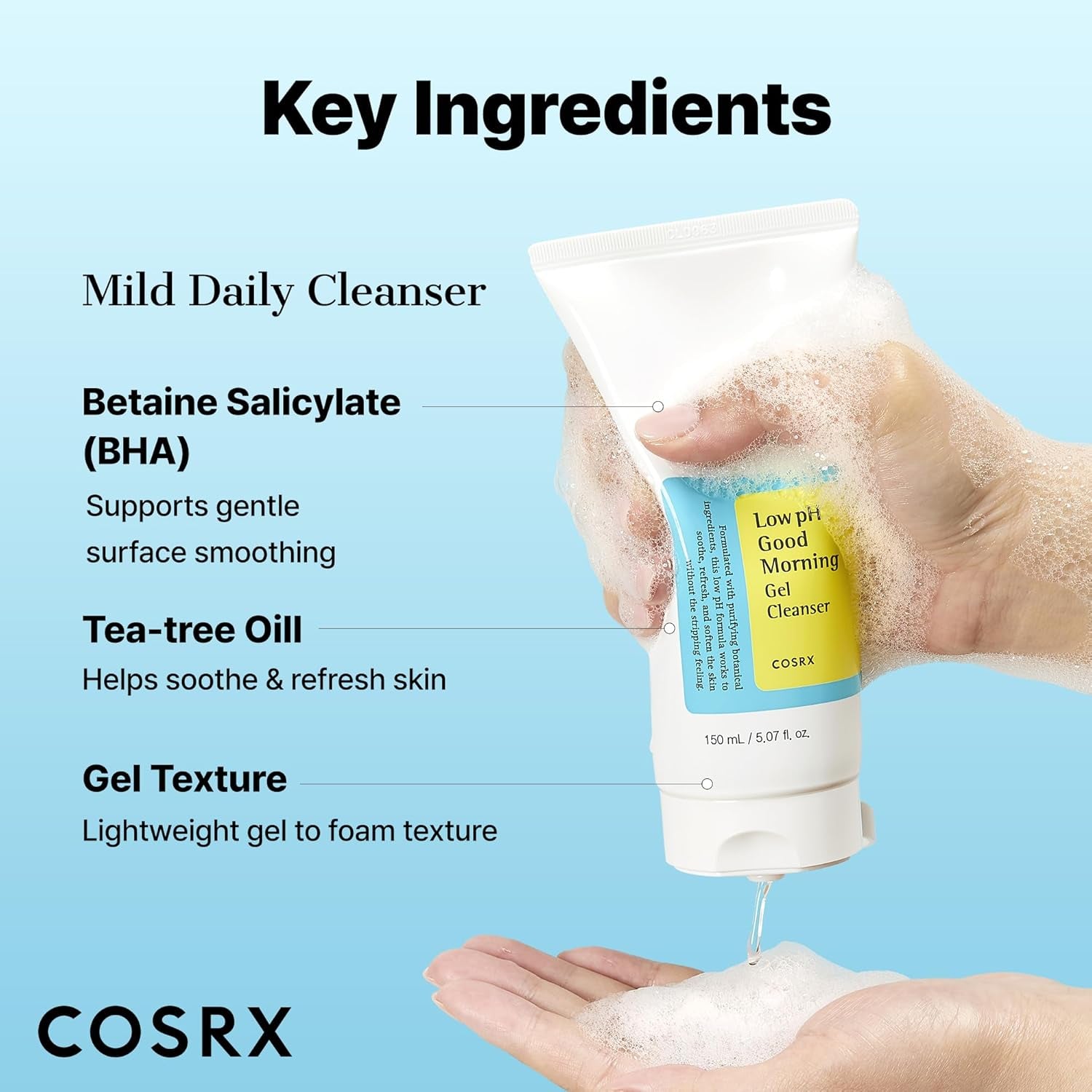 Low Ph Good Morning Gel Cleanser, 5.07 Fl.Oz / 150Ml | Mild Face Cleanser | Korean Skin Care for Acne Prone Skin, PH Balancing, anti Acne, Breakouts Treatment