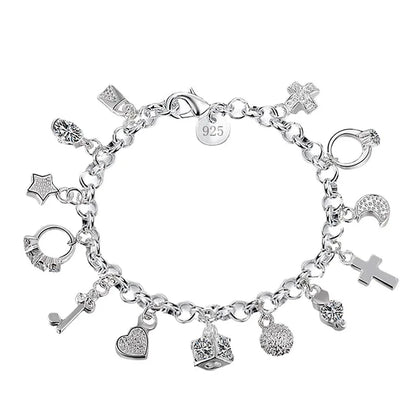925 Sterling Silver Hot Sale Valentine Gift Charm Color Jewelry Fashion Bracelets Cute Women Lady Wedding Charms