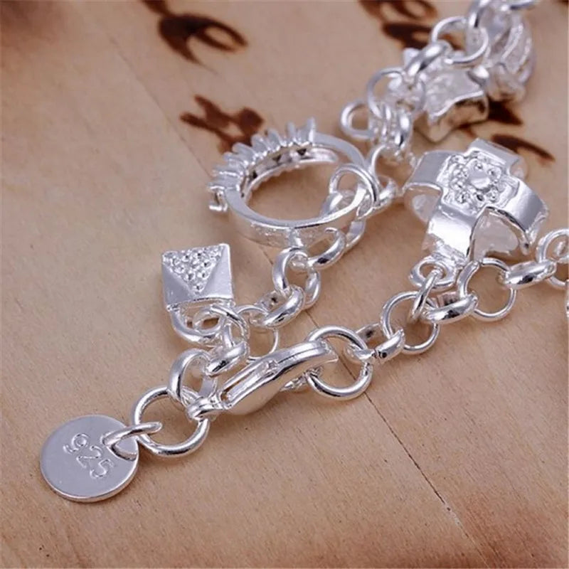 925 Sterling Silver Hot Sale Valentine Gift Charm Color Jewelry Fashion Bracelets Cute Women Lady Wedding Charms