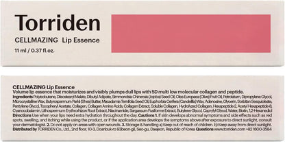 CELLMAZING Lip Essence 11 Ml (0.37 Fl.Oz), Volumising, Full, Smooth and Nourished Lips, Collagen, Peptide, Moisturising Korean Lip Balm