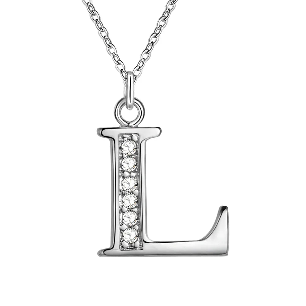 925 Sterling Silver 26 Letters Necklace Pendant for Women Wedding Engagement Jewelry Fashion Classics Gift Party High Quality