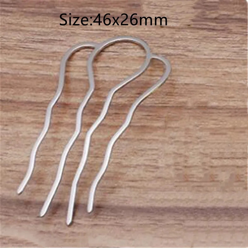 5Pcs 4 Teeth Metal Hair Fork Clip Stick Comb Gums for Women Chinese Bridal Barrettes Accessories Decoration Jewellery Making