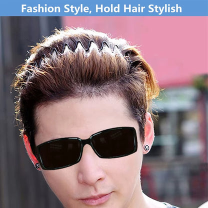 Unisex Black Elastic Non Slip Simple Metal Headbands for Men Women Wavy Hairband Spring Hair Hoop Fashion Hair Accessories