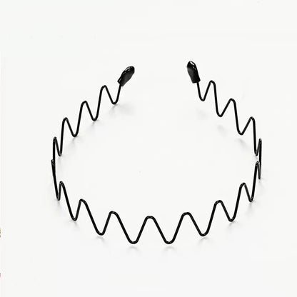 Unisex Black Elastic Non Slip Simple Metal Headbands for Men Women Wavy Hairband Spring Hair Hoop Fashion Hair Accessories