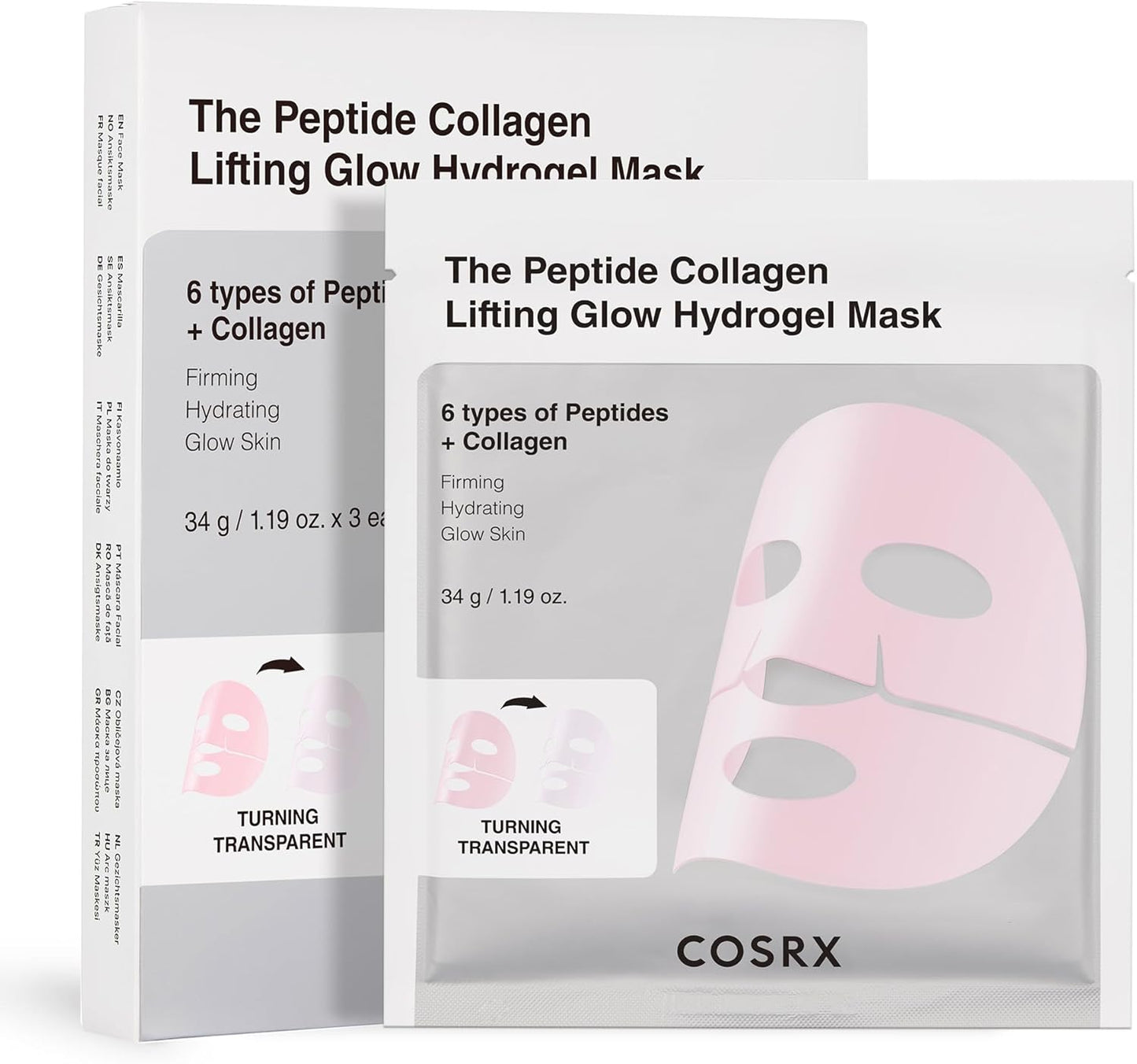 Peptide Collagen Lifting Glow Hydrogel Face Masks Skincare, Korean Collagen Face Mask, Overnight Lifting Care, Glass Glow Face Mask for Deep Hydration, Korean Skincare, Pack of 3