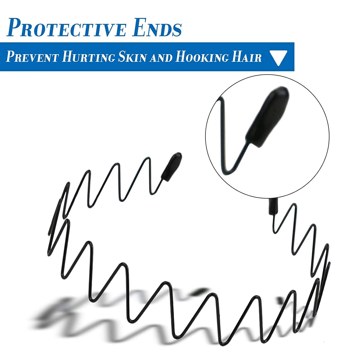 Unisex Black Elastic Non Slip Simple Metal Headbands for Men Women Wavy Hairband Spring Hair Hoop Fashion Hair Accessories