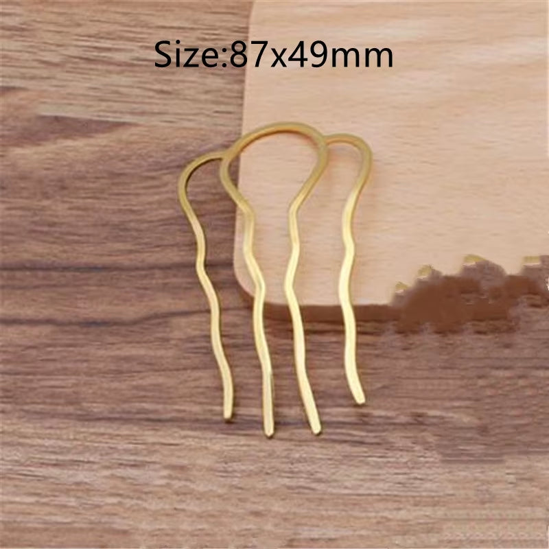 5Pcs 4 Teeth Metal Hair Fork Clip Stick Comb Gums for Women Chinese Bridal Barrettes Accessories Decoration Jewellery Making