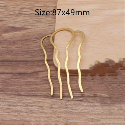 5Pcs 4 Teeth Metal Hair Fork Clip Stick Comb Gums for Women Chinese Bridal Barrettes Accessories Decoration Jewellery Making